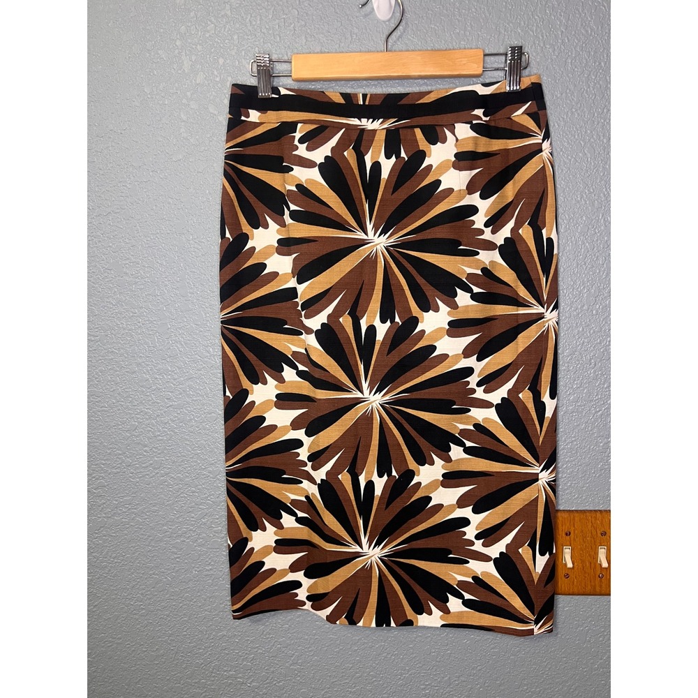 Boden Brown Cream Sunburst Floral Pencil Skirt Size US 6L UK 10L
